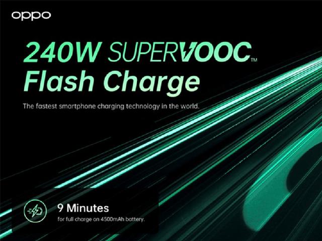 OPPO發表240W超級閃充！9分鐘可充滿100%電量